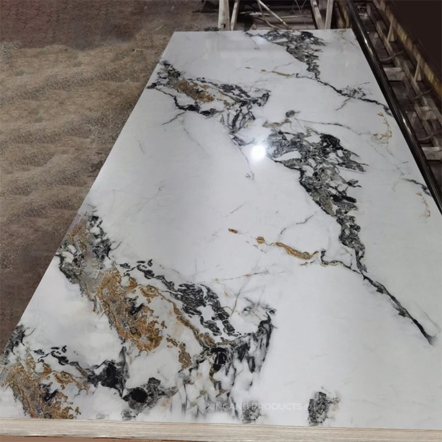 High Glossy Marble Alternative Wall Panel Board PVC UV Marble Sheet For Interior Decoration