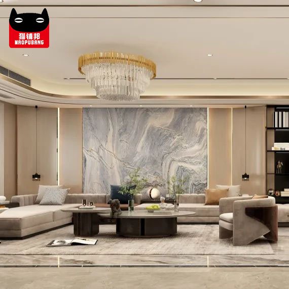 PVC Marble Background Wall Sheet Board Carbon Crystal / Bamboo Charcoal Wood Veneer Wall Panel