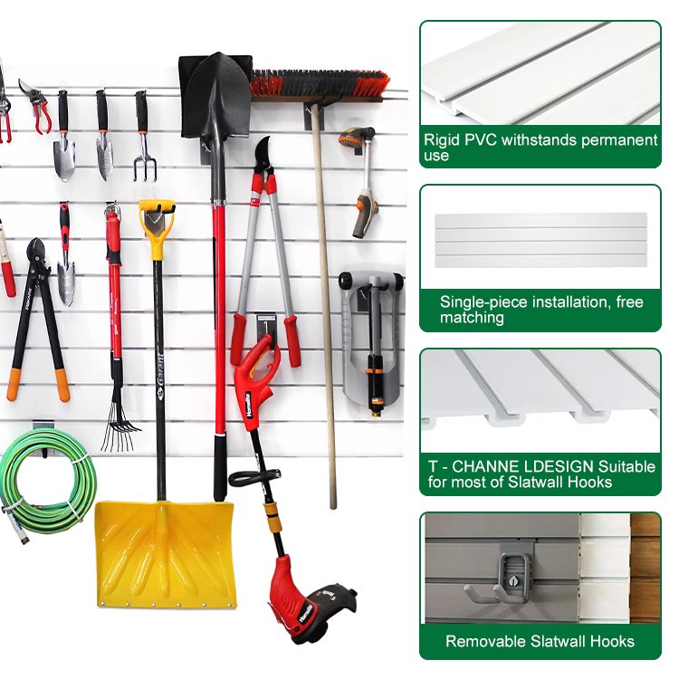 USA Displays Garage Wall Organizer Panel Heavy Duty Pvc Slatwall Display Shelves Board For Hanging Hooks