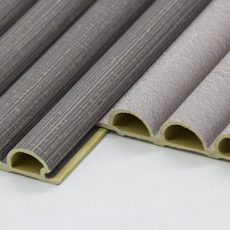 RUIONG Easy Install Interior Decorative Waterproof WPC Plastic Wall Panel Grooved Fluted TV Panel for Villa Interlocking Design