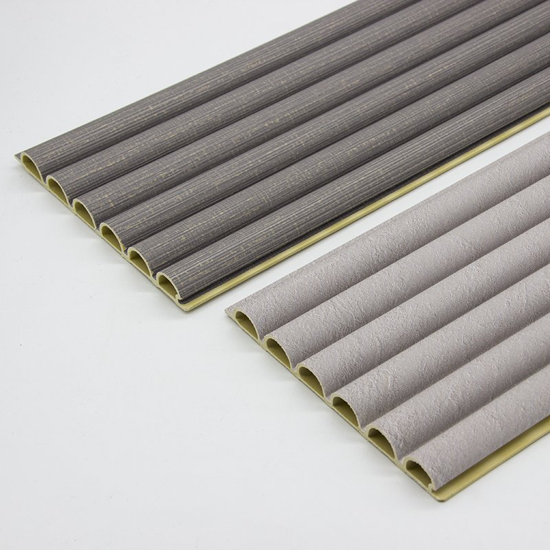 RUIONG Easy Install Interior Decorative Waterproof WPC Plastic Wall Panel Grooved Fluted TV Panel for Villa Interlocking Design