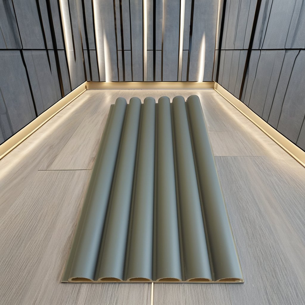 RUIONG Easy Install Interior Decorative Waterproof WPC Plastic Wall Panel Grooved Fluted TV Panel for Villa Interlocking Design