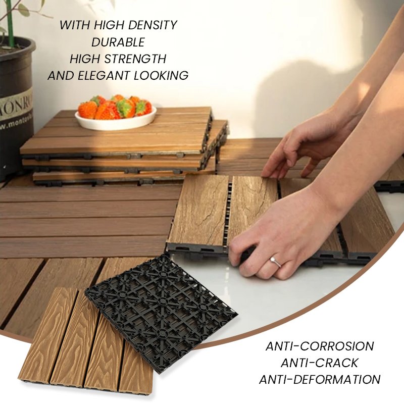 Bamboo fiber wpc diy board decking tile wood plastic composite diy wpc deck
