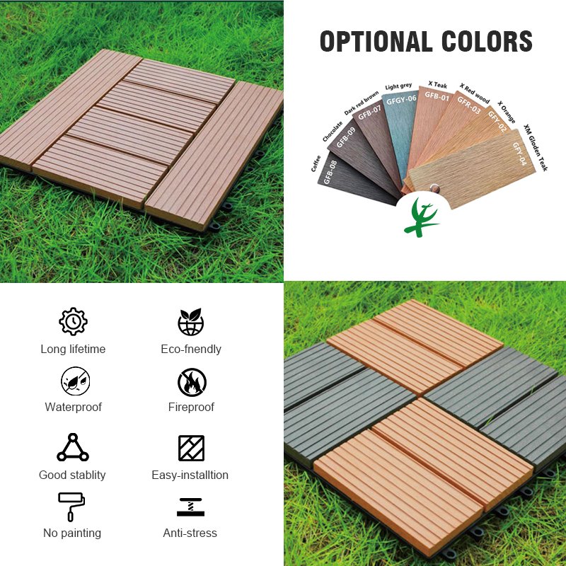 Bamboo fiber wpc diy board decking tile wood plastic composite diy wpc deck