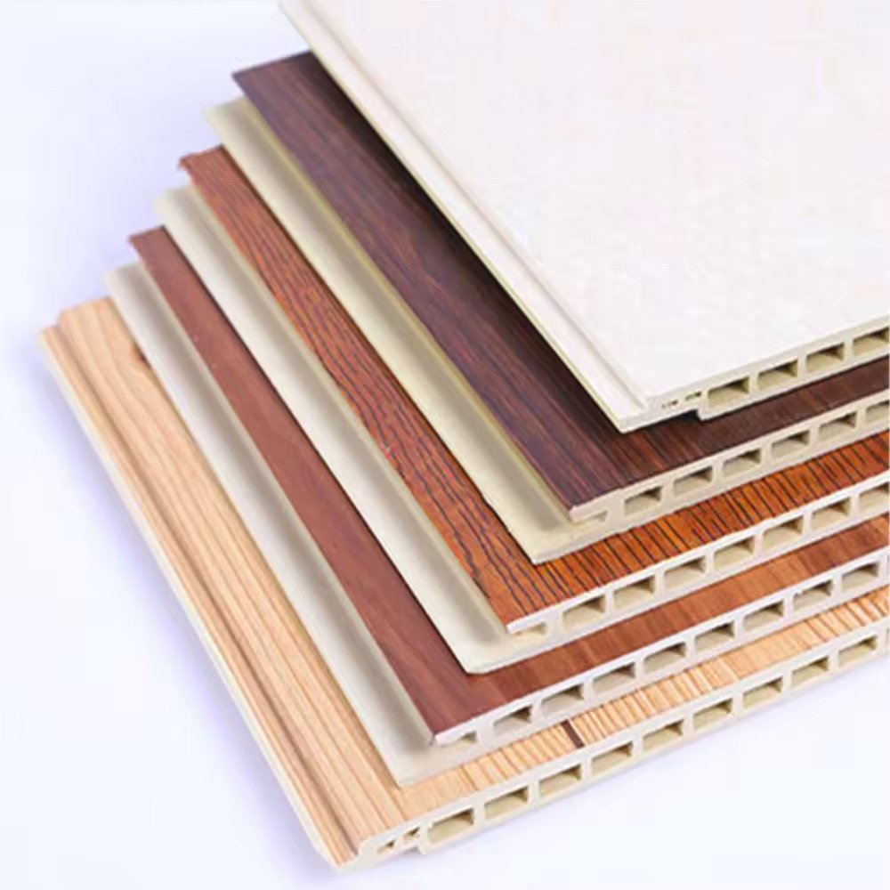 Waterproof wood plastic WPC wall panel cladding indoor hollow WPC panels for interior decoration, WPC fence boards sheet