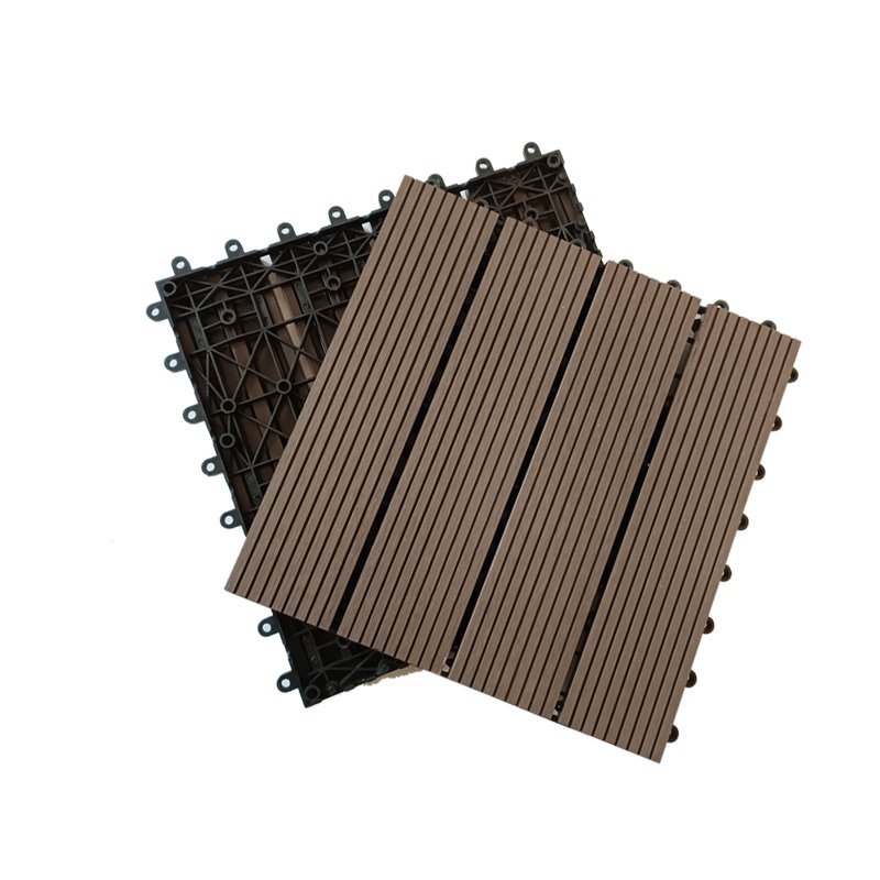 Easy to install Outdoor Plastic Wood Composite Deck Tile WPC DIY Patio Decking Material Options 300 * 300 * 22 mm Floor Tiles