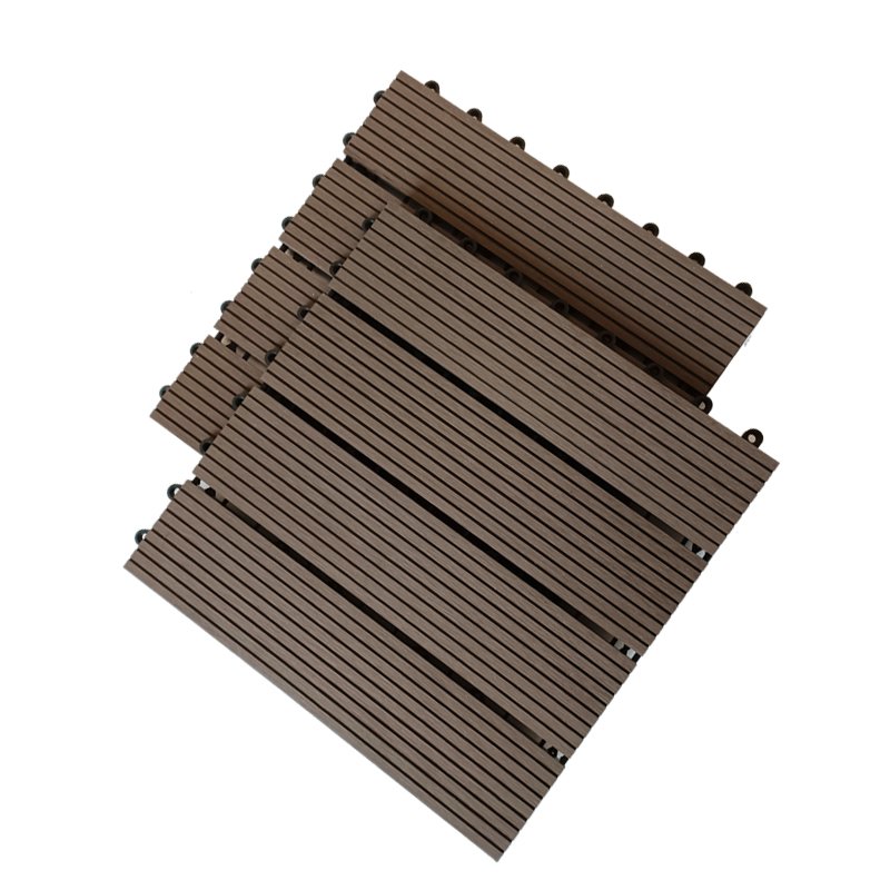 Easy to install Outdoor Plastic Wood Composite Deck Tile WPC DIY Patio Decking Material Options 300 * 300 * 22 mm Floor Tiles