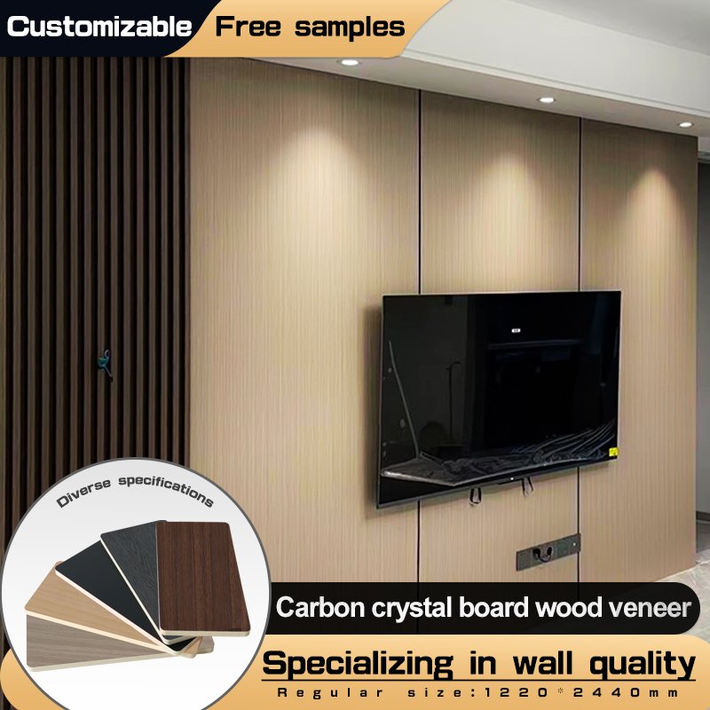 Bamboo charcoal wood veneer wood grain carbon crystal board indoor background wall co extruded wood veneer