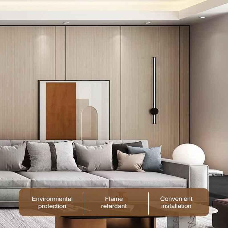 Bamboo charcoal wood veneer wood grain carbon crystal board indoor background wall co extruded wood veneer