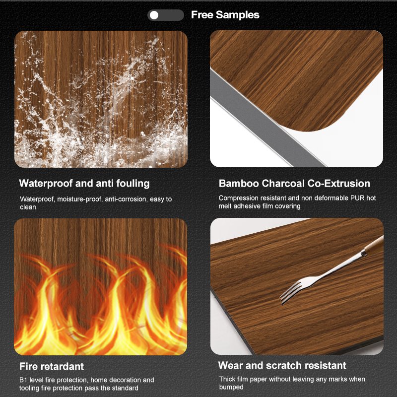 Solid PVC Wall Panel Interior Decoration High Quality Bamboo Charcoal board Wood Veneer