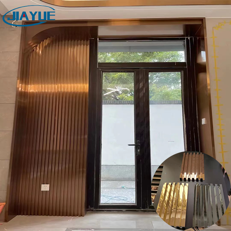 Stainless Steel 3D Fluted Panel Profile Gold Mirror Metal Grille Panel Decorative Wall Panels Interior Wall Cladding