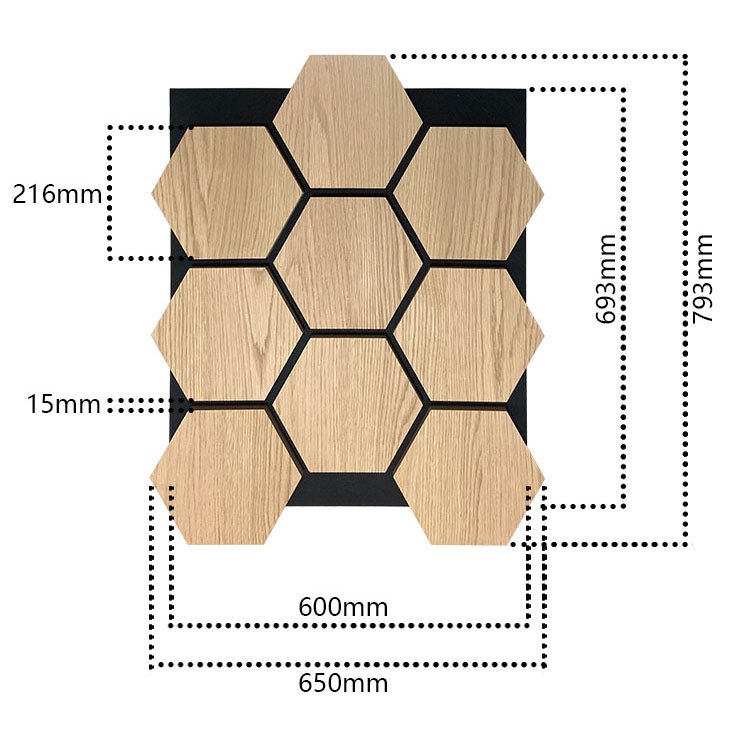 Goodsound Akupanel Self Adhesive Wood Decor Acoustic Akustik Hexagon painis de madeira Slat Wall Panel for Meeting Room