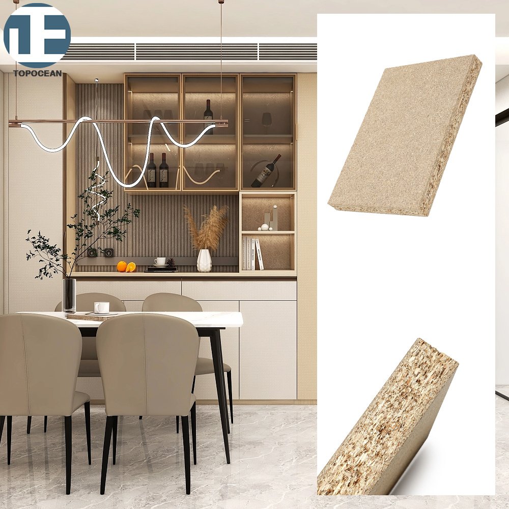 TOPOCEAN hot sale particleboard /chipboard e1 grade melamine particle board mfc board 18mm for furniture