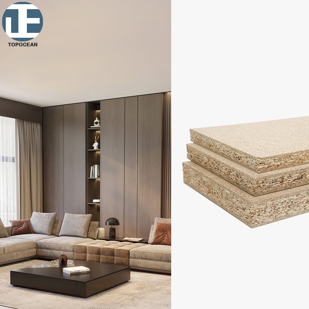 TOPOCEAN hot sale particleboard /chipboard e1 grade melamine particle board mfc board 18mm for furniture