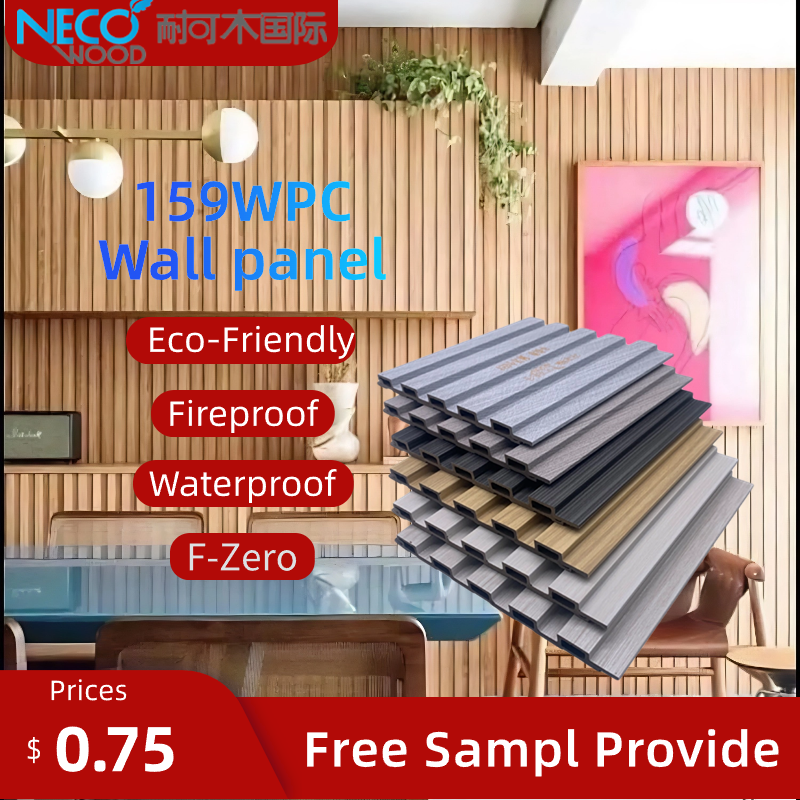 Eco-friendly Interior Decor Wooden Slats Panel/Wpc Slats Seamless Carbon Board/Waterproof WPC Wall Panel WPC Fluted Wall Panel