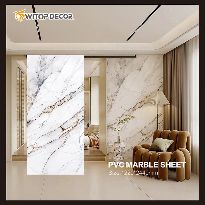New Arrival Spc Marble Mirror board For Interior Decoration Pvc Marble Sheet Black With Gold Line Uv board