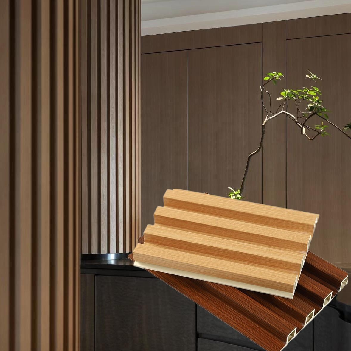wpc wall panel gold composite fencing wpc fence panels hot selling for hotel factory direct supply