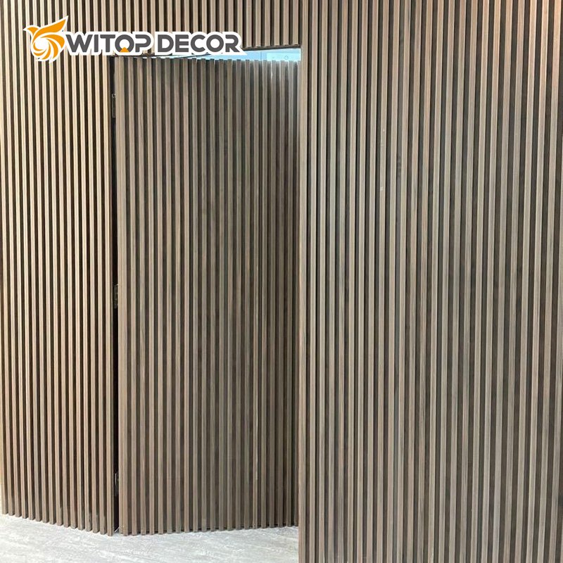 MDF Soundproof Material Wooden Wall Slat Acoustic Panels Natural Walnut Wood Board Polyester Fiber