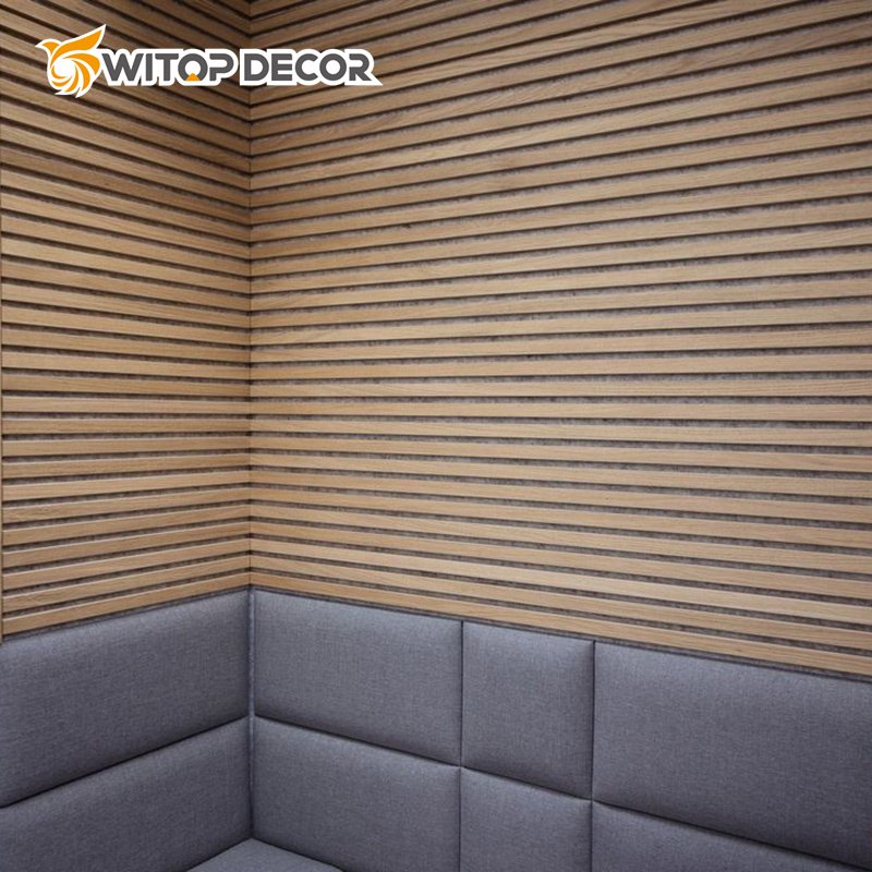 MDF Soundproof Material Wooden Wall Slat Acoustic Panels Natural Walnut Wood Board Polyester Fiber
