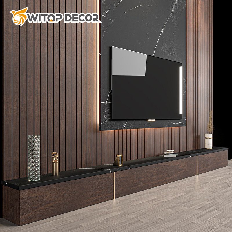 MDF Soundproof Material Wooden Wall Slat Acoustic Panels Natural Walnut Wood Board Polyester Fiber