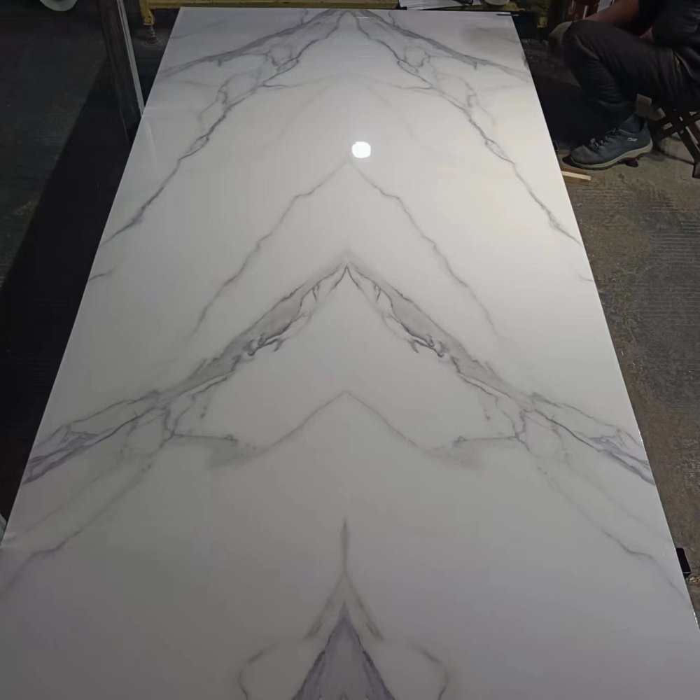 Factory Direct Sale high glossy waterproof fireproof Plastic Sheet Pvc Uv Marble Sheet uv marble boards