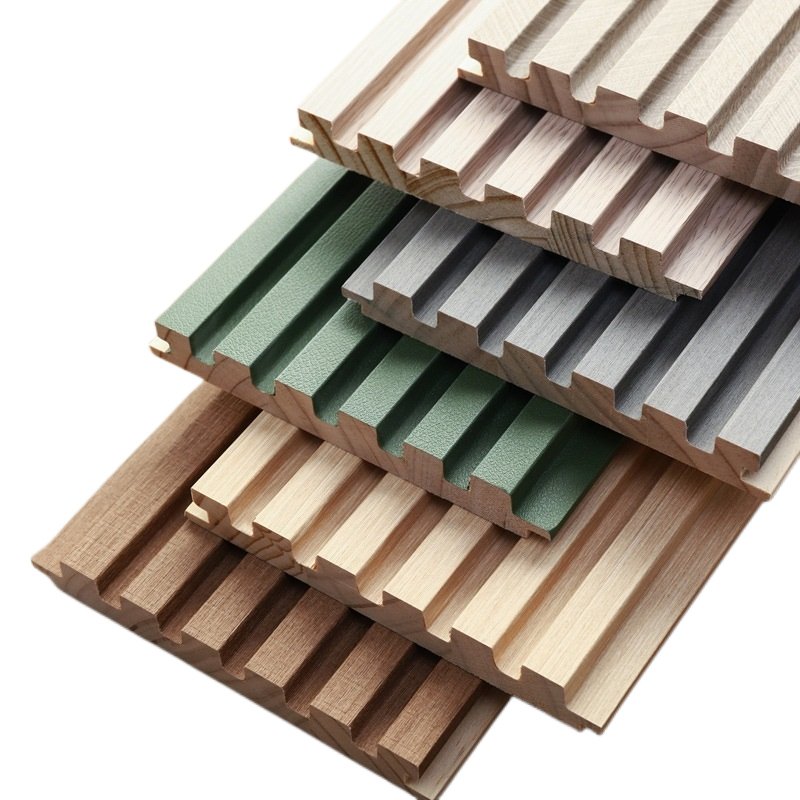 E&R WOOD Easy Installation Eco Solid Wood Grain Decorative 3D wood grain Pvc Fluted Grille Wall Panel Decorated Board For Wall