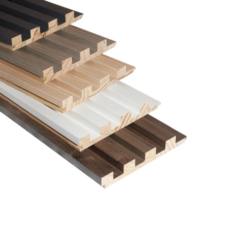 E&R WOOD Easy Installation Eco Solid Wood Grain Decorative 3D wood grain Pvc Fluted Grille Wall Panel Decorated Board For Wall