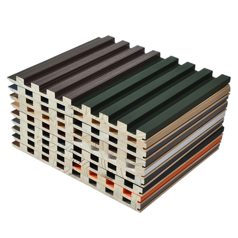 E&R WOOD Easy Installation Eco Solid Wood Grain Decorative 3D wood grain Pvc Fluted Grille Wall Panel Decorated Board For Wall