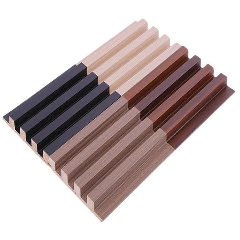E&R WOOD Easy Installation Eco Solid Wood Grain Decorative 3D wood grain Pvc Fluted Grille Wall Panel Decorated Board For Wall