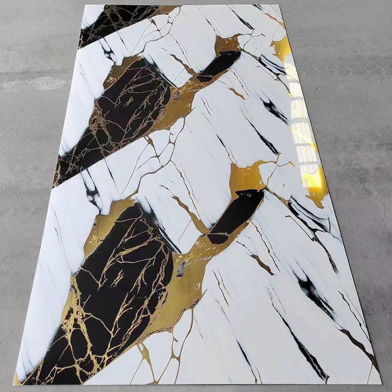 JSXH 2mm 3mm Interior High Glossy Wall Panel 3d Pvc Marble Sheet Marble Alternative Uv Board Uv Marble Sheet