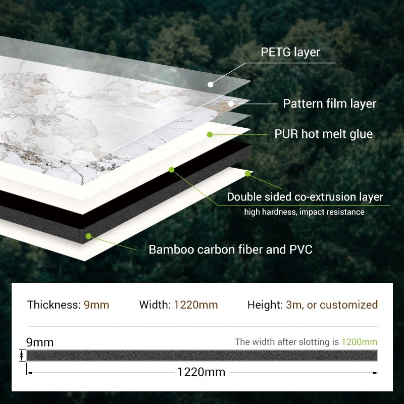 Factory Wholesale Marble Pattern Wall Board Highlight WPC Carbon Crystal Decorative Wall Panel