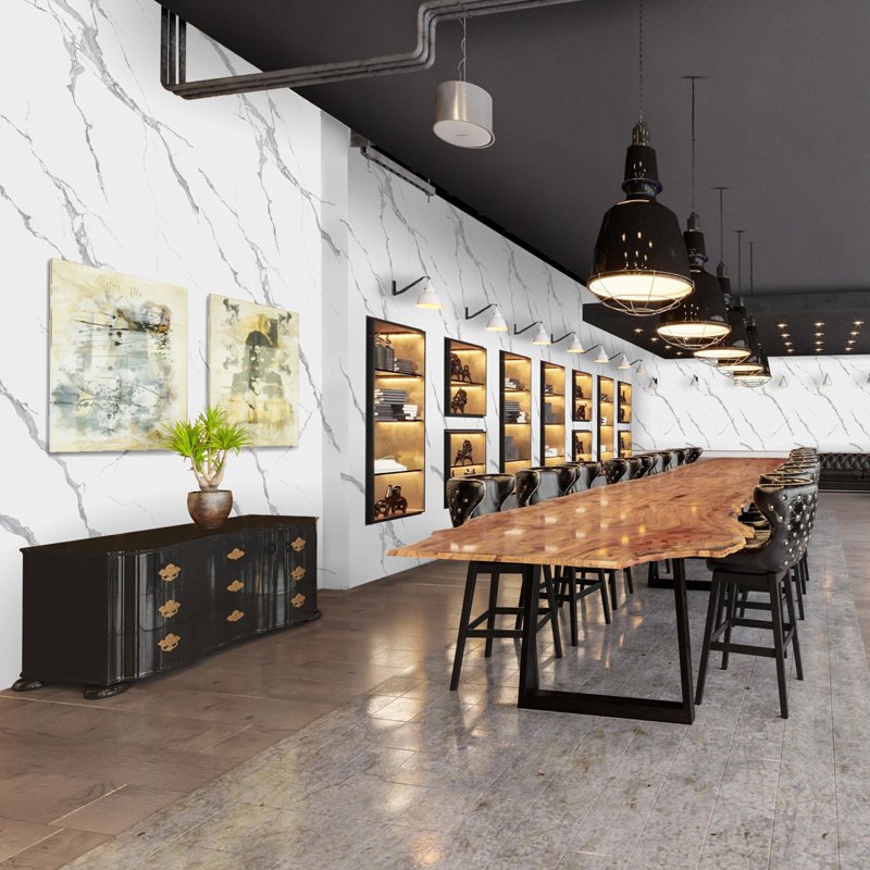SPC wall panel slotting pressed stone slab imitation marble UV board wall protection board relief board