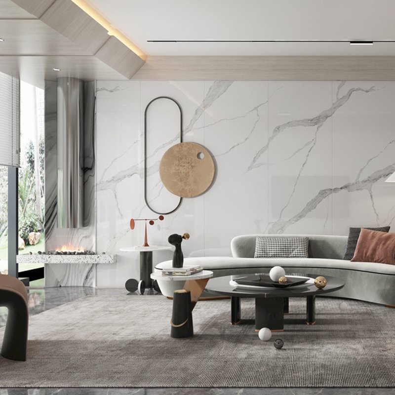 SPC wall panel slotting pressed stone slab imitation marble UV board wall protection board relief board