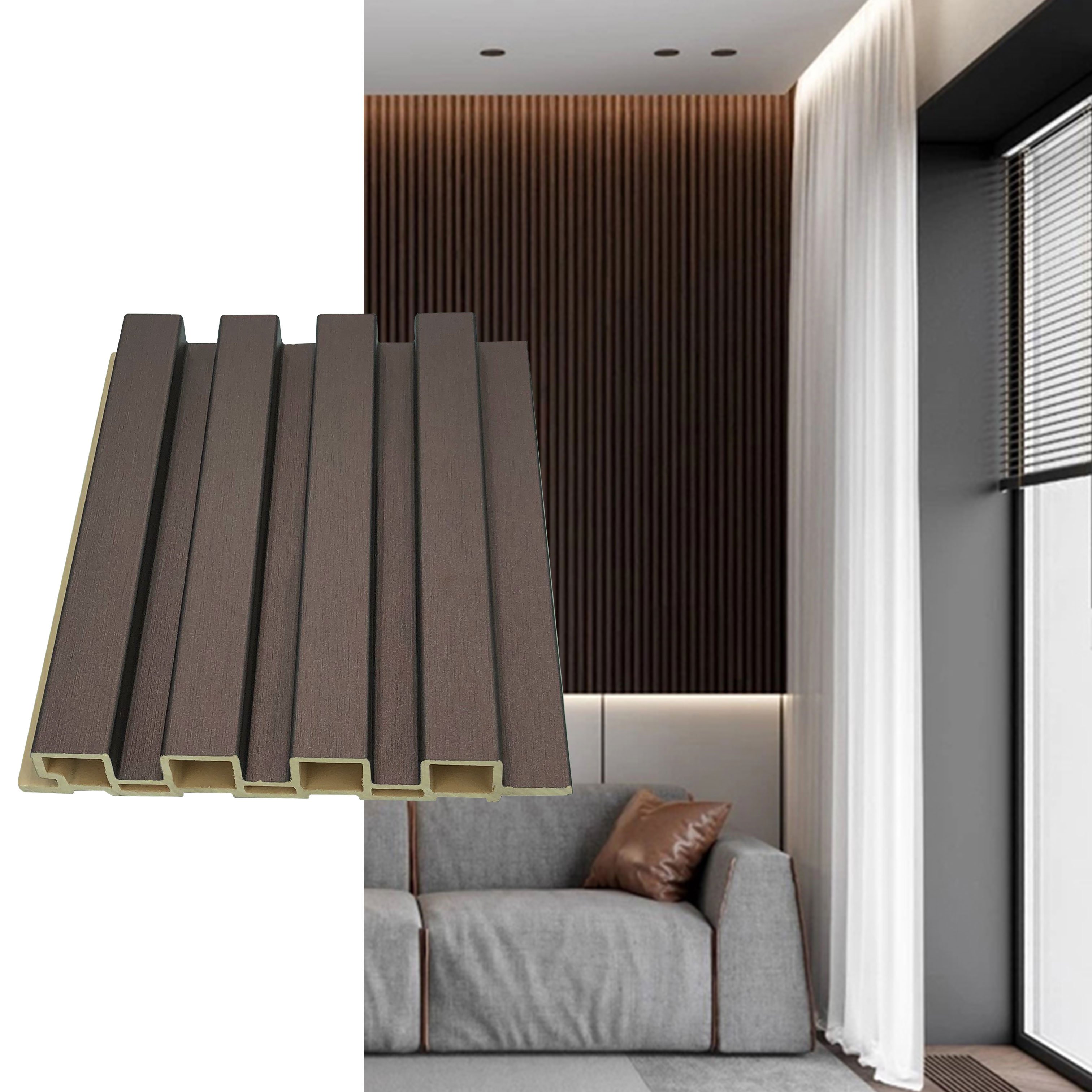 Reasonable Price Low Price 3D Wood Veneer Fluted Cladding Wpc Decor Wall Panel Board For Indoor Tv Background Wall Decoration