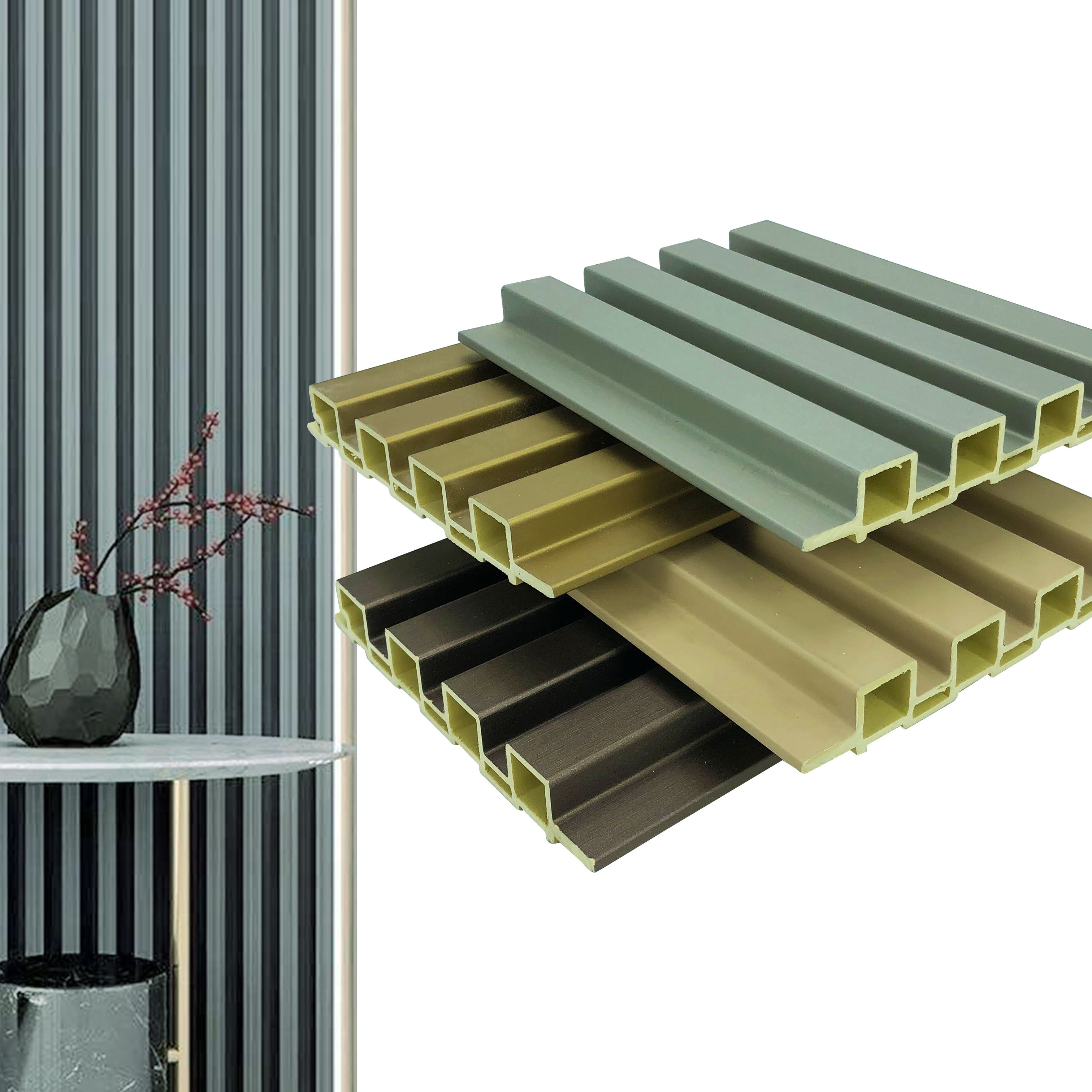 Reasonable Price Low Price 3D Wood Veneer Fluted Cladding Wpc Decor Wall Panel Board For Indoor Tv Background Wall Decoration