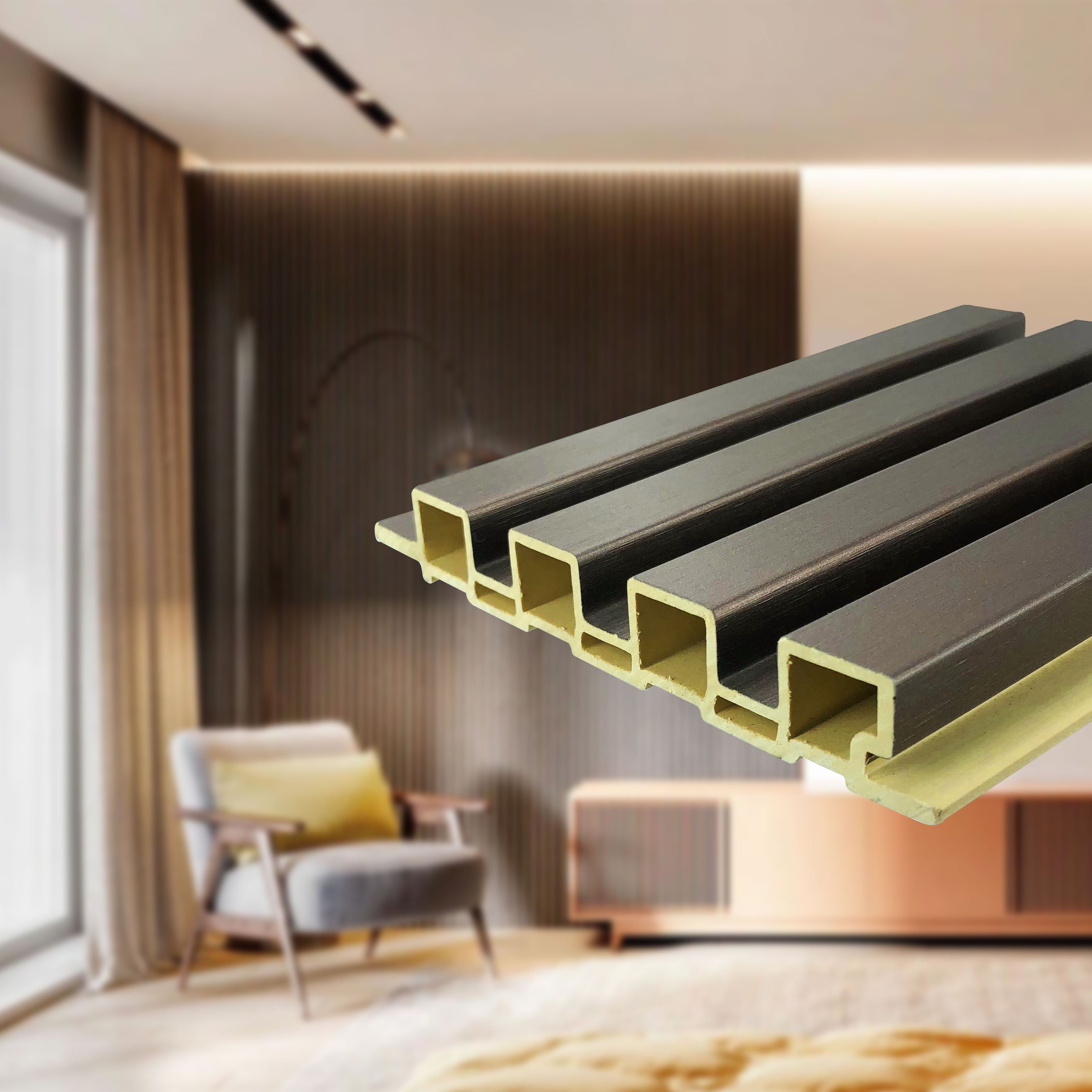 Reasonable Price Low Price 3D Wood Veneer Fluted Cladding Wpc Decor Wall Panel Board For Indoor Tv Background Wall Decoration