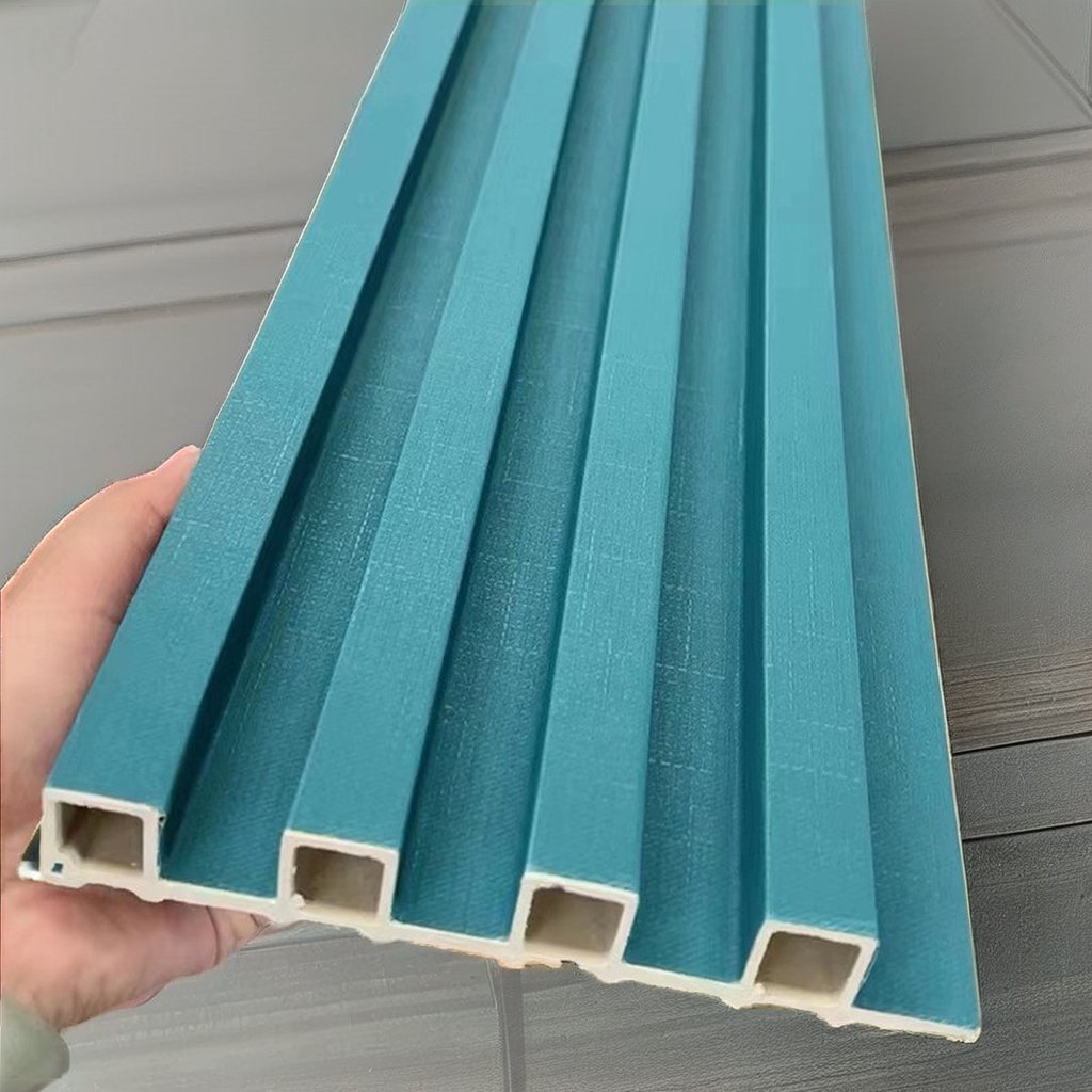 Oushe Louver WPC Panel For Bedroom Wall Decorations PVC WPC Wall Panel With Wooden Grains Waterproof Feature For Interior Design