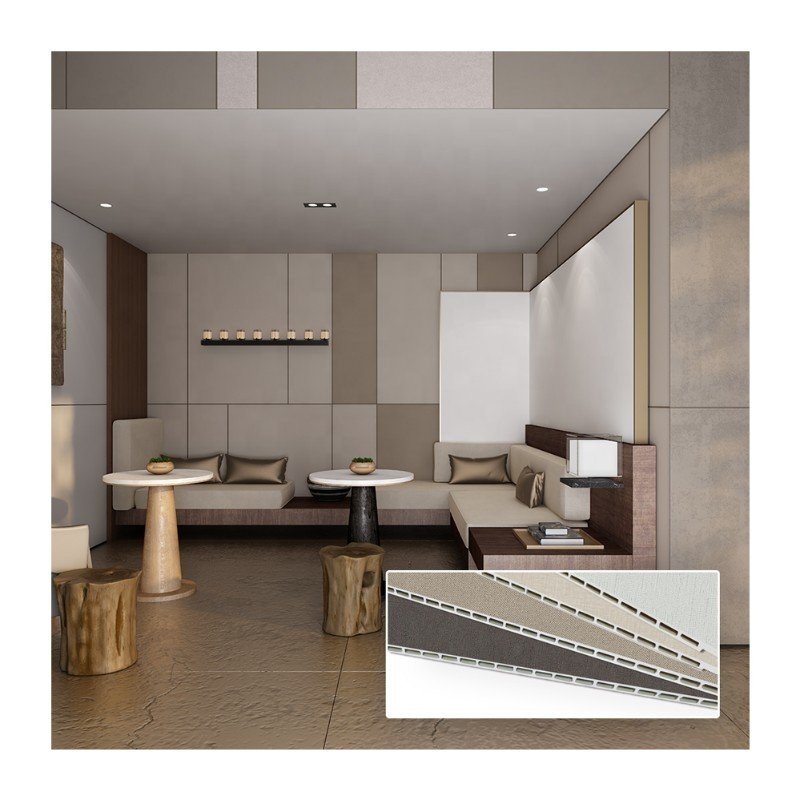 Wooden Bamboo Grey Board High-end Hotel Decoration Reception WPC Wall Panel