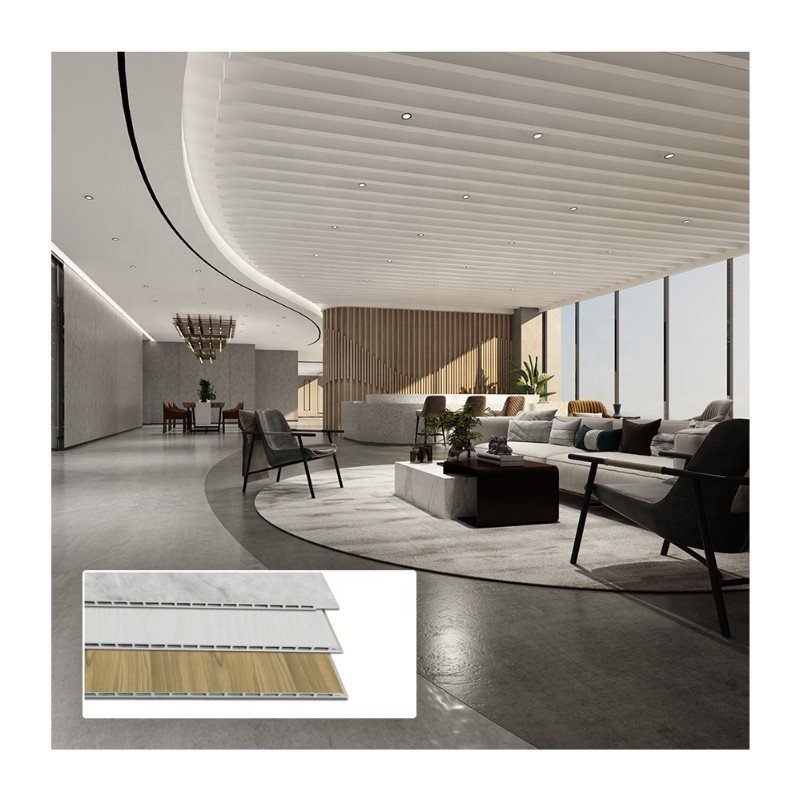 Wooden Bamboo Grey Board High-end Hotel Decoration Reception WPC Wall Panel