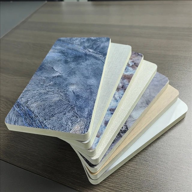 Bamboo Charcoal Mirror Water Ripple Wood Veneer PVC Cladding WPC Metal Wall Panels Interior Decoration Coextruded Sheet