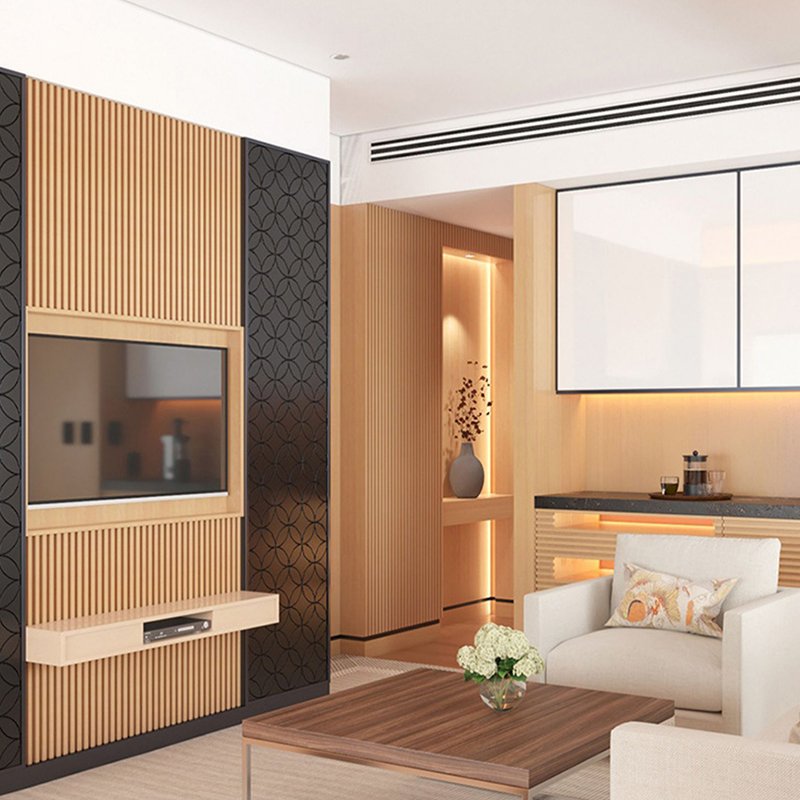 Anti-collision seamless whole house decor wood decorative sound proof sheets fluted interior boards pvc wall panels
