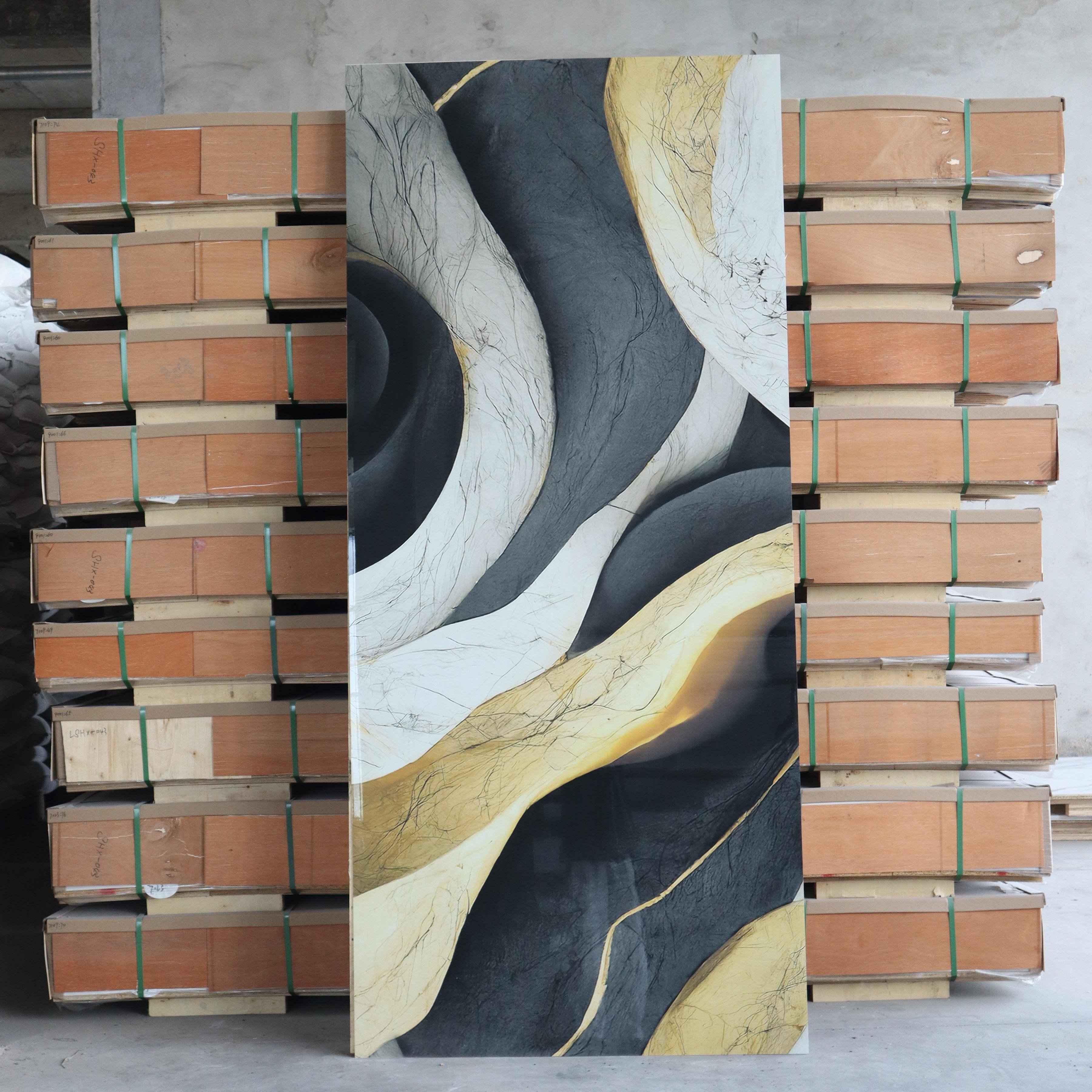 1220mm* 2600mm Design White Marble Slab Background 3mm UV Board PVC Marble Sheet Decorative Plastic Wall Panels