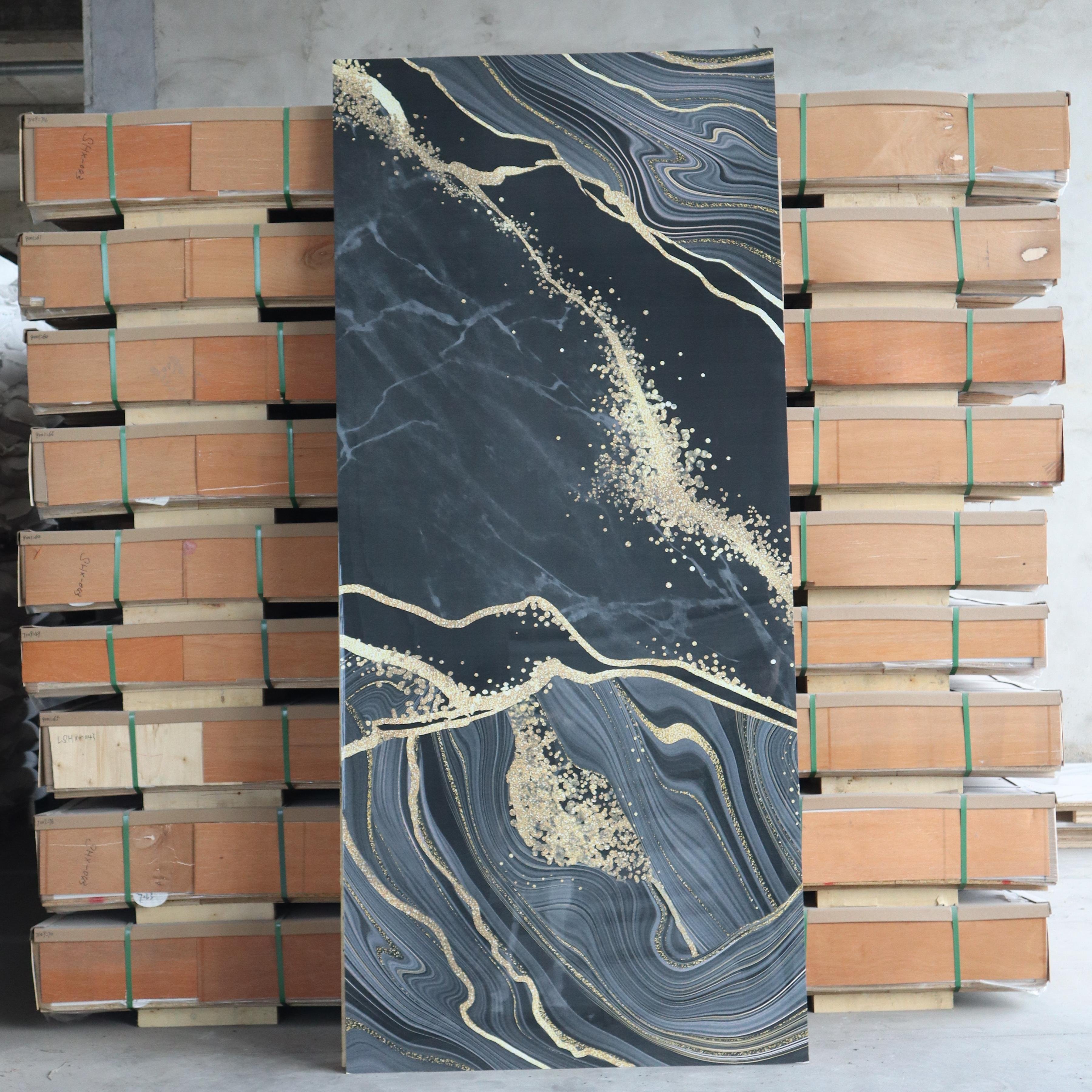 1220mm* 2600mm Design White Marble Slab Background 3mm UV Board PVC Marble Sheet Decorative Plastic Wall Panels