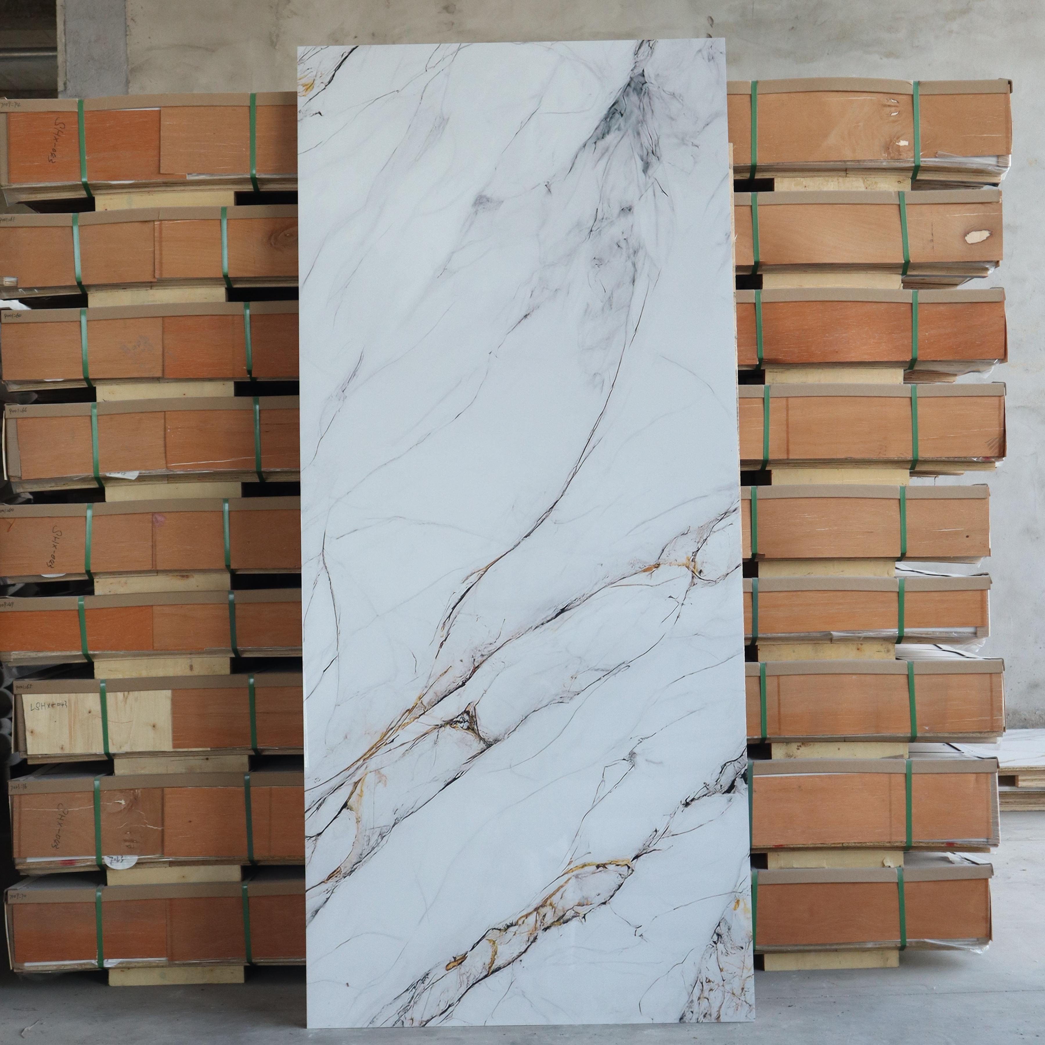 1220mm* 2600mm Design White Marble Slab Background 3mm UV Board PVC Marble Sheet Decorative Plastic Wall Panels