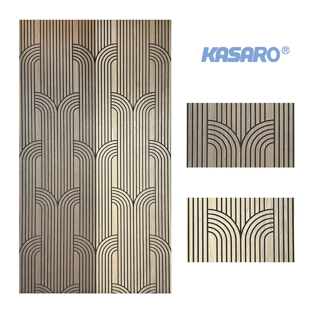 KASARO Wall Wood Panel 3d Decorative Board Slatted Acoustic Wood Veneer Construction Fashion Wall Panels