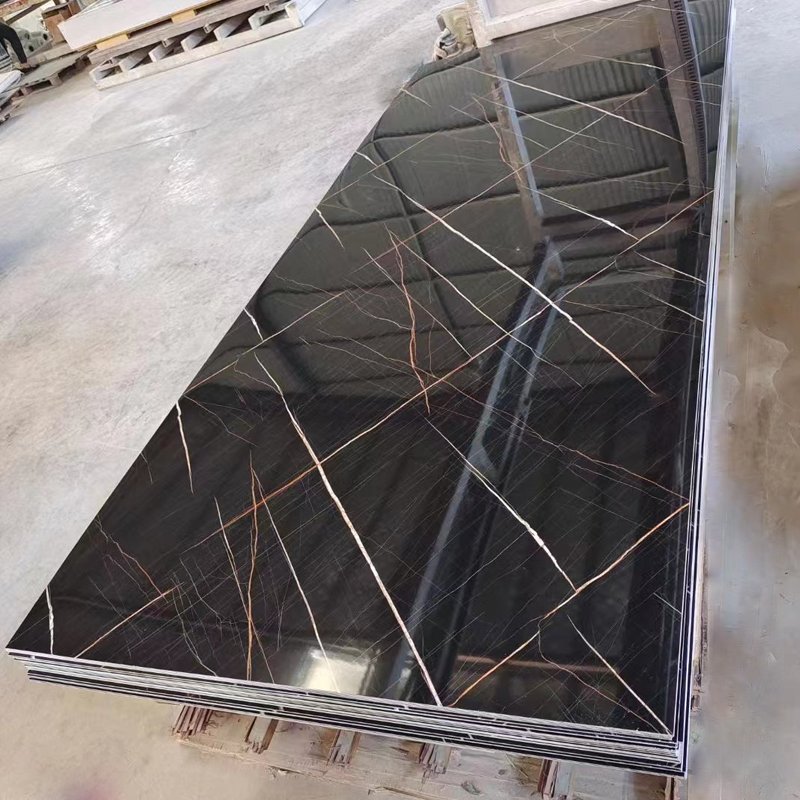 Factory sale pvc marble sheet for wall decoration black and white 4x8 Uv Pvc Marble Board industry in china