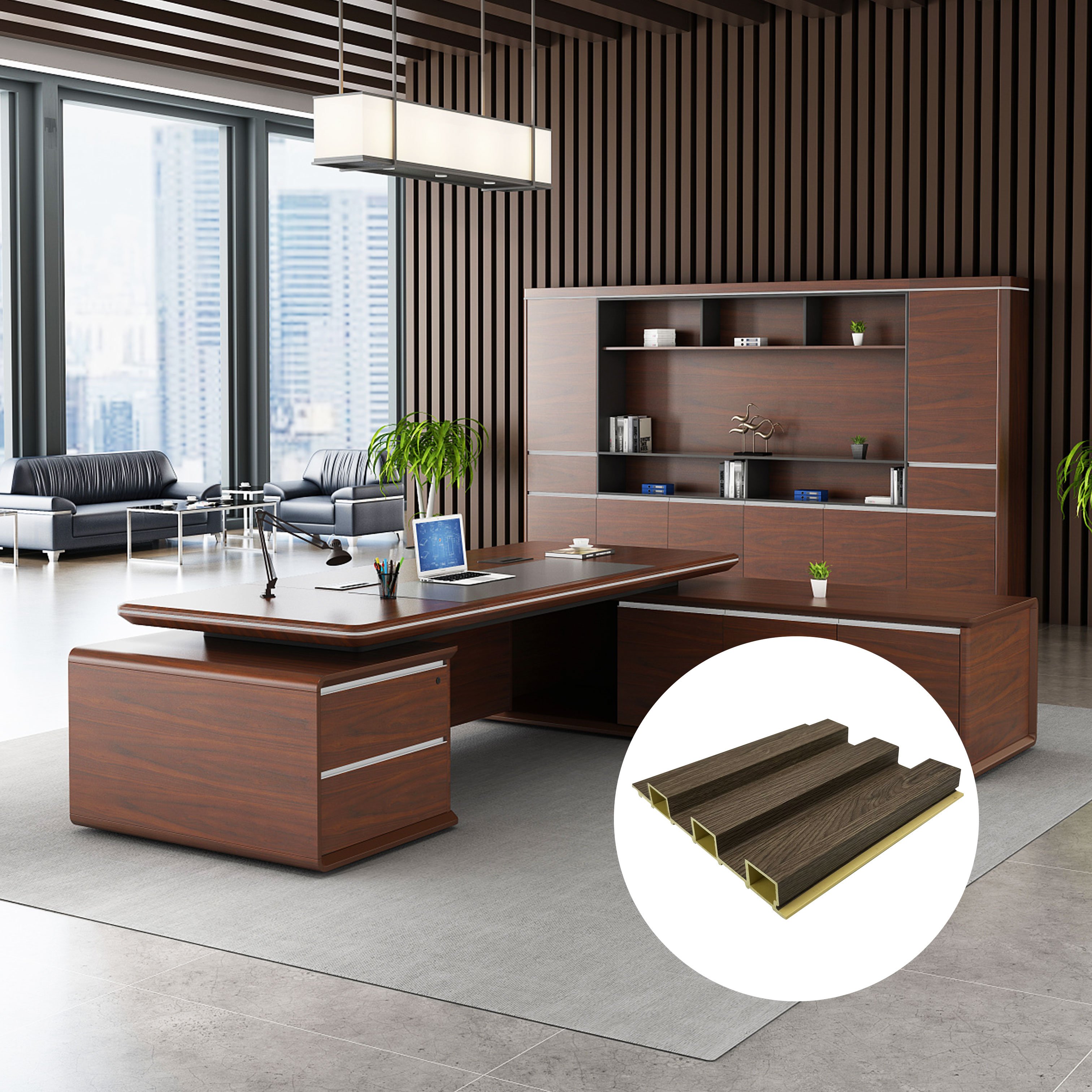Reasonable Price 3D Wood Veneer Fluted Cladding Low Price WPC Decor Wall Panel Board For Indoor Tv Background Wall Decoration