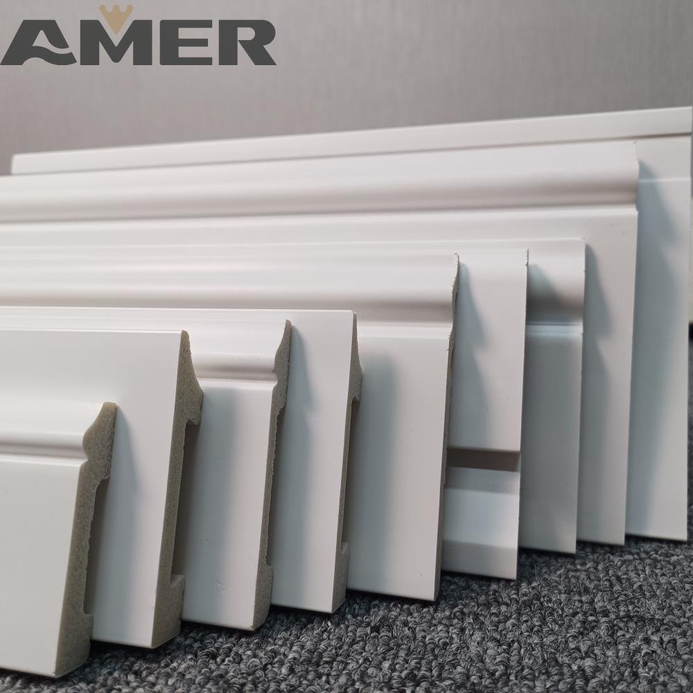 AMER Simple Whited Design PS Skirting PS Decoration Cornice Waterproof Wall Skirting