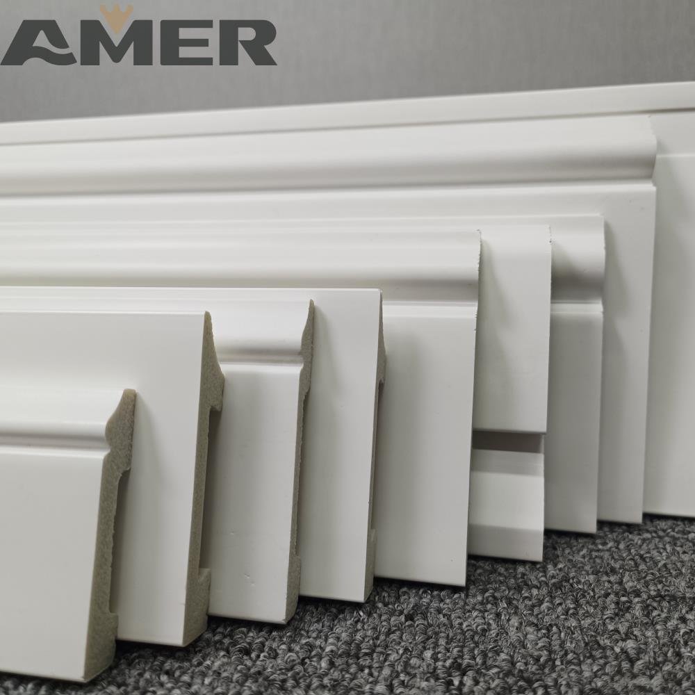 AMER Simple Whited Design PS Skirting PS Decoration Cornice Waterproof Wall Skirting