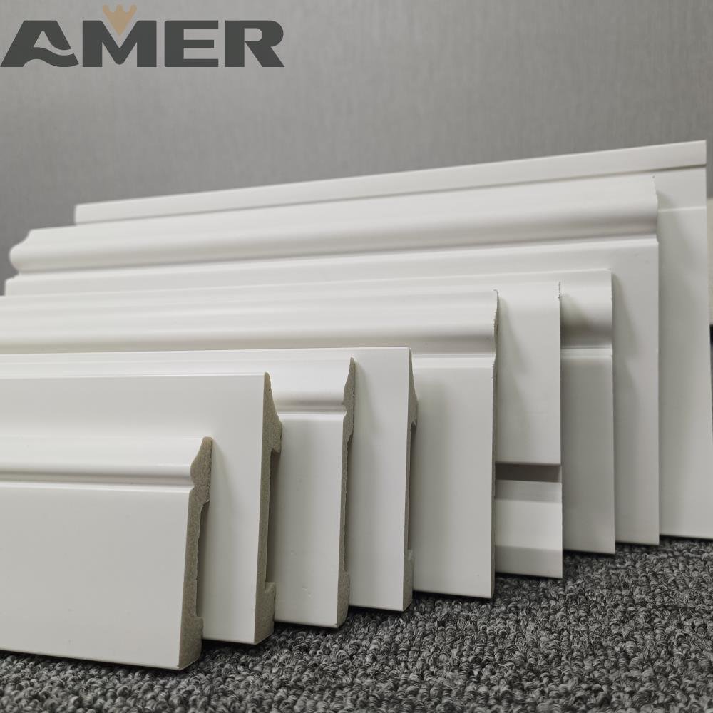 AMER Simple Whited Design PS Skirting PS Decoration Cornice Waterproof Wall Skirting